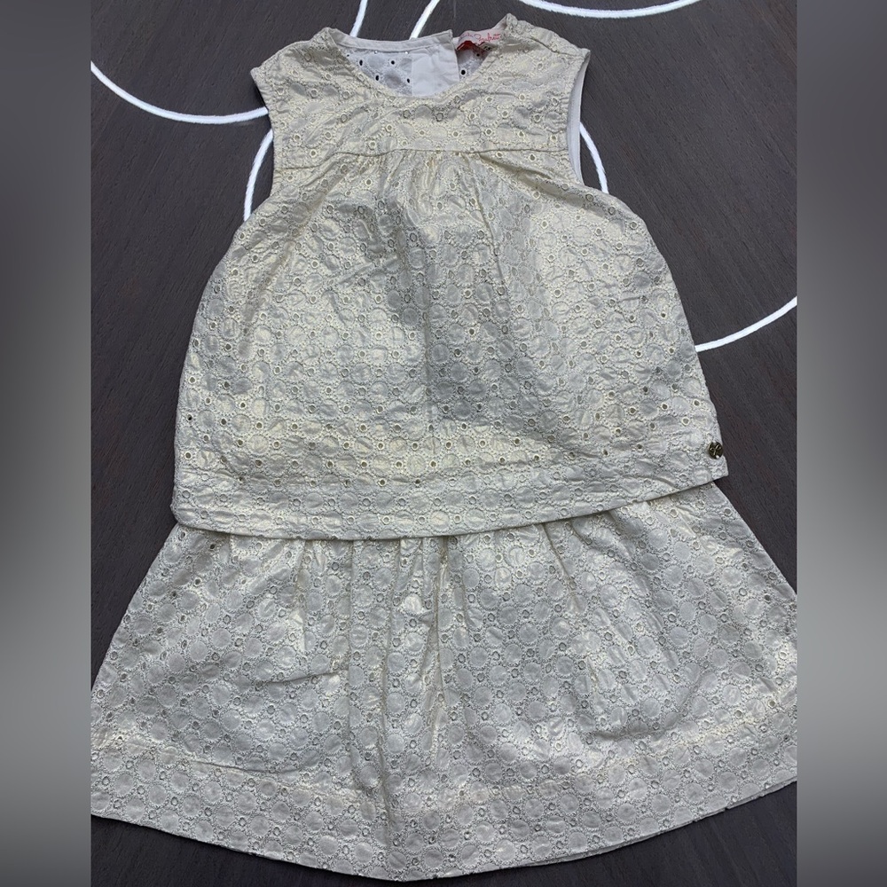 Gold & Cream Dress For Girls By Lili Gaufrette